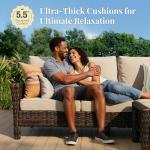 5-Piece Wicker Patio Furniture Set with Swivel Chairs