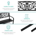 Garden Bench with Floral Design Backrest and Slatted Seat