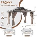 Erommy Outdoor Hardtop Pavilion with Netting 10'×13