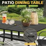 Rectangular Metal Dining Table with Parasol Hole