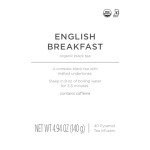 Tea Forte English Breakfast Premium Organic Caffeinated Black Tea Blend Bulk Pack, 40 Count Individually Wrapped Handcrafted Pyramid Infuser Tea Bags