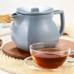 Tea Forte Fiore Ceramic Teapot with Infuser and Lid, Stone Blue, 24 oz. Ceramic Pot for Steeping Loose Leaf Tea, Dishwasher & Microwave Safe