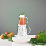 Tea Forte Tea Over Ice Steeping Tea Pitcher Set of Two, 12oz Glass Ice Tea Pitcher and 24 oz Pitcher for Perfect Flash Chilled Ice Tea, Dishwasher Safe