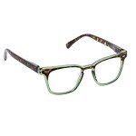 Peepers by PeeperSpecs Strut Square Blue Light Blocking Reading Glasses, Green/Tortoise, 48 + 2