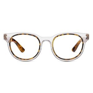 Peepers by PeeperSpecs Women's Olympia Round Blue Light Blocking Reading Glasses, Clear/Tokyo Tortoise, 50 + 1.5
