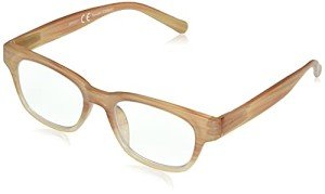 Peepers by PeeperSpecs Women's Hazel Soft Square Blue Light Blocking Reading Glasses, Pink Horn, 49 + 2.5