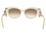 Roberto Cavalli Cat-Eye RC889S Menkab Sunglasses (25F Ivory/Rose Gold, Brown Gradient)