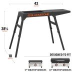 Blackstone 5013 Collapsible 17” and 22” Tabletop Griddle Stand with Adjustable Legs and a Removable Side Shelf, Powder Coated Steel, Black