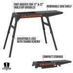 Blackstone 5013 Collapsible 17” and 22” Tabletop Griddle Stand with Adjustable Legs and a Removable Side Shelf, Powder Coated Steel, Black