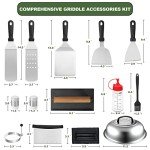 18PCS Griddle Accessories Kit, Flat Top Grill Accessories Set for Blackstone and Camp Chef, Grill Spatula Set with Enlarged Spatulas, Basting Cover, Scraper for Outdoor BBQ