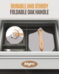 KLYRO Pizza Peel Aluminum Pizza Spatula Set, 12 x 14 Inch Metal Pizza Paddle with Foldable Wooden Handle, Pizza Rocker Cutter, Pizza Server, Pizza Oven Accessories for Baking Homemade Pizza Bread
