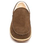 Minnetonka Men's Tilden Moccasin Suede Indoor and Outdoor Slippers, Autumn Brown, 10 M