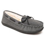 Minnetonka Camp Tie Moc - Moccasin Outdoor/Indoor Slippers for Women Charcoal, 9 M