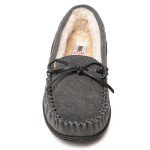 Minnetonka Camp Tie Moc - Moccasin Outdoor/Indoor Slippers for Women Charcoal, 9 M