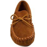 Minnetonka Men's Leather Laced Softsole Moccasin, Brown, 10 W