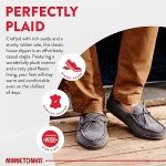 Minnetonka Plaid Lined Hardsole - Moccasin Slippers for Men Made with Suede Upper, Rubber Sole, Plush Interior, Fleece Lining, Rawhide Lace, and Traditional Moccasin Design, 10 M Charcoal