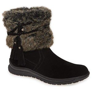 Minnetonka Womens Everett Shearling Boot, Black, Size 8