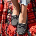 Minnetonka Camp Tie Moc - Moccasin Outdoor/Indoor Slippers for Women Charcoal, 9 M