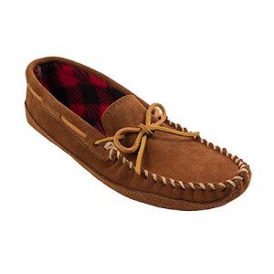 Minnetonka Men's Double Bottom Fleece Slipper,Brown,8 M US