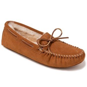 Minnetonka Men's Sheepskin Softsole Moccasin Slipper, Brown, 10 M US