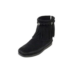 Minnetonka Women's High Top Back Zip Boots 8 M Black