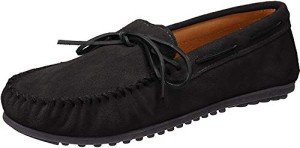 Minnetonka Men's Nub Sole Moccasin,Black,10.5 M US