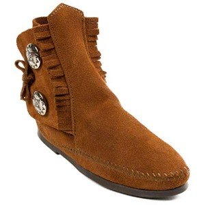 Minnetonka Mens Two Button Hardsole Boot, Brown, Size 11