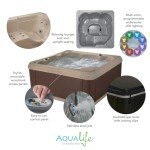 Inland 6 Person Indoor Outdoor Hot Tub, Plug & Play Spa, 24 Jets, LED Lighting System, Insulated Spa Cover, Made in USA, Aqualife by Strong Spas