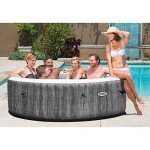 INTEX 28441EP PureSpa Greywood Deluxe Spa Set: Includes Energy Efficient Spa Cover – Spa Control App – Wireless Control Panel – 6 Person Capacity – 85" x 28"
