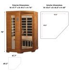 Dynamic Hemming 2 Person Infrared Corner Sauna for Home, Low EMF Indoor Saunas Full Size Indoor Personal Spa 49" x 48" x 76"