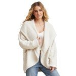 KASHWÉRE Women's Cozy Heathered Oversized Coat (US, Alpha, One Size, Regular, Regular, Créme)