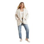 KASHWÉRE Women's Cozy Heathered Oversized Coat (US, Alpha, One Size, Regular, Regular, Créme)