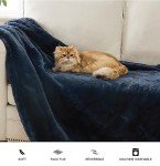 UGG 16804 Euphoria Plush Faux Fur Reversible Throw Blanket Easy Care Machine Washable Luxury Cozy Fuzzy Fluffy Luxurious Home Decor Luxurious Soft Blanket for Sofa, 70 x 50-Inch, Indigo
