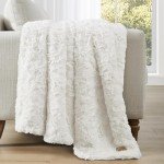 UGG 10483 Adalee Soft Faux Fur Reversible Accent Throw Blanket Luxury Cozy Fluffy Fuzzy Hotel Style Boho Home Decor Soft Luxurious Blankets for Couch, 50 x 70-inch, Natural