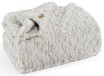 UGG 25518 Amanda Silky Smooth Extra Long Breathable Lightweight Elegant Fluffy Fuzzy Soft Luxury Cozy Faux Fur All Season Easy Care Throw Blanket for Sofa Couch or Any Room Decor, 70 x 50-inch, Stone.