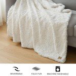 UGG 10483 Adalee Soft Faux Fur Reversible Accent Throw Blanket Luxury Cozy Fluffy Fuzzy Hotel Style Boho Home Decor Soft Luxurious Blankets for Couch, 50 x 70-inch, Natural