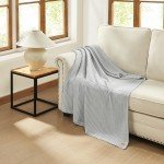 UGG 38815 Luna Cotton Oversized Waffle Knit Throw Blanket Super Soft Lightweight Breathable Cozy Machine Washable Cotton Comfort Summer Throw Blankets for Home or Travel, 50 x 70-Inch, Stone