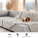 UGG 25518 Amanda Silky Smooth Extra Long Breathable Lightweight Elegant Fluffy Fuzzy Soft Luxury Cozy Faux Fur All Season Easy Care Throw Blanket for Sofa Couch or Any Room Decor, 70 x 50-inch, Stone.