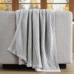 UGG 38815 Luna Cotton Oversized Waffle Knit Throw Blanket Super Soft Lightweight Breathable Cozy Machine Washable Cotton Comfort Summer Throw Blankets for Home or Travel, 50 x 70-Inch, Stone