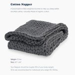 Bearaby Cotton Hand-Knit Weighted Blankets for Adults - Chunky Knit Blanket - Sustainable, Breathable, Organic, Cooling Weighted Blanket - Machine Washable (Asteroid Grey, 10 lbs)