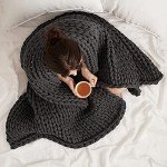 Bearaby Cotton Hand-Knit Weighted Blankets for Adults - Chunky Knit Blanket - Sustainable, Breathable, Organic, Cooling Weighted Blanket - Machine Washable (Asteroid Grey, 10 lbs)