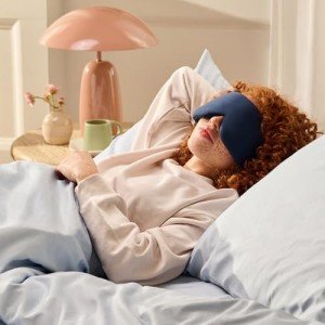 Bearaby Weighted Eye Mask for Sleeping - Weighted Sleep Mask - Sleep Mask for Side Sleepers - Soothing, Light Blocking Sleep Mask - Midnight Blue