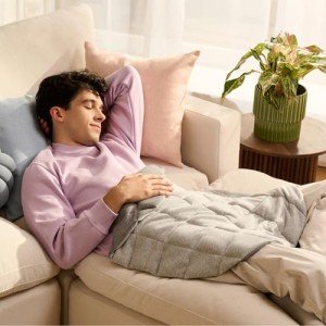 Bearaby 7lb Compact Weighted Blanket - Weighted Lap Pad for Travel - Microwavable Heat Pad - Machine Washable, Portable Weighted Blanket (Moonstone Grey, 24” x 29”)