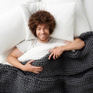 Bearaby Weighted Blanket King Size - Hand-Knit Weighted Blankets - Breathable, Cooling Weighted Blanket - Soft, Washable Weighted Blanket 25 lbs - Heavy Blanket 76”x80” - Asteroid Grey, 25lbs.