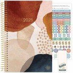 bloom daily planners 2025 Calendar Year Day Planner (January 2025 - December 2025) - 5.5” x 8.25” - Weekly/Monthly Agenda Organizer Book with Stickers & Bookmark - Earthy Abstract, Blue