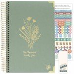 bloom daily planners HARDCOVER 2025 Calendar Year Day Planner (January 2025 - December 2025) - Aesthetic Goal Organizer - Monthly & Weekly Inspirational Agenda Book - 5.5" x 8.25" - Green Linen