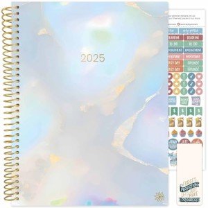 bloom daily planners 2025 (8.5" x 11") Calendar Year Day Planner (January 2025 - December 2025) - Weekly/Monthly Dated Agenda Organizer with Stickers & Tabs - Iridescent Opal