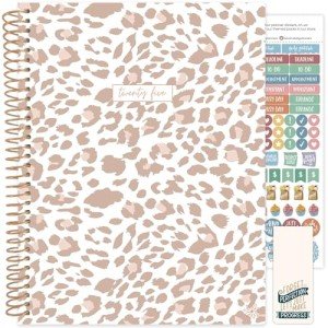 bloom daily planners 2025 (8.5" x 11") Calendar Year Day Planner (January 2025 - December 2025) - Weekly/Monthly Dated Agenda Organizer with Stickers & Tabs - Tan Leopard