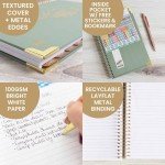 bloom daily planners HARDCOVER 2025 Calendar Year Day Planner (January 2025 - December 2025) - Aesthetic Goal Organizer - Monthly & Weekly Inspirational Agenda Book - 5.5" x 8.25" - Green Linen