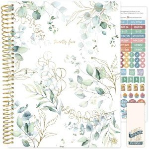 bloom daily planners 2025 (8.5" x 11") Calendar Year Day Planner (January 2025 - December 2025) - Weekly/Monthly Dated Agenda Organizer with Stickers & Tabs - Eucalyptus, White